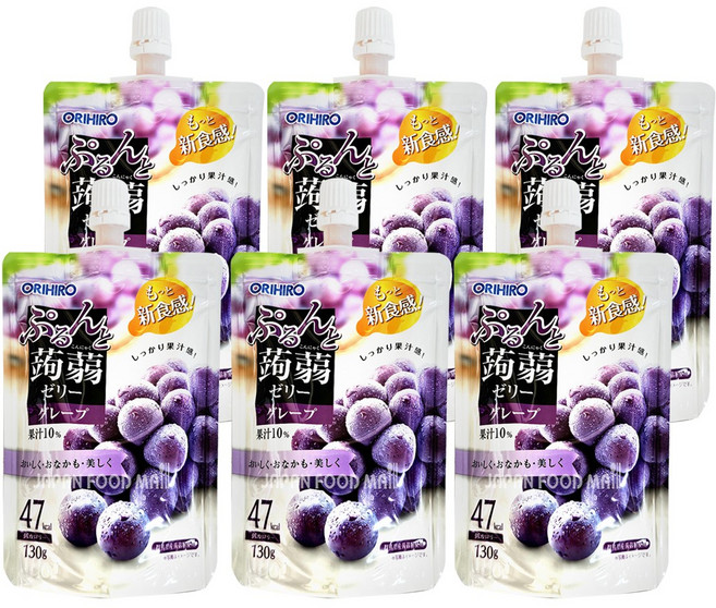 오리히로 푸룬또 곤약젤리 포도맛, 130g, 6개