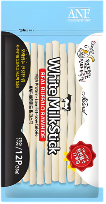 ANF 화이트밀크스틱 12P 천연물소껌, 천연물소가죽껌, 33g, 1개
