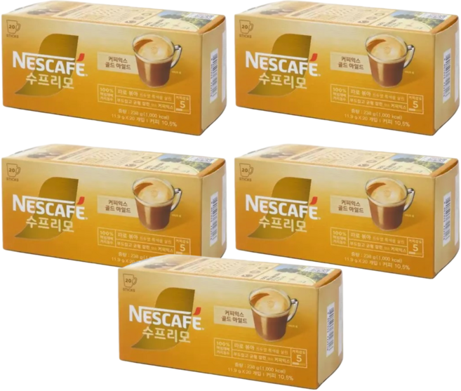 네스카페 수프리모 골드마일드 대용량 스틱 커피믹스, 11.9g, 20개입, 5개