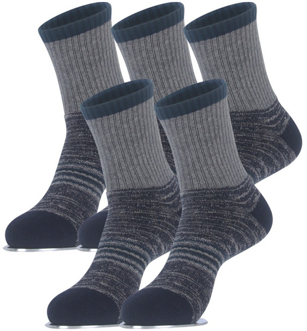 골져스토어 남성용 피부접촉면 100% 순면 전체 이중쿠션 두꺼운 겨울 방한 등산 작업 스포츠 양말 5켤레, HC03색상 5켤레, 1개