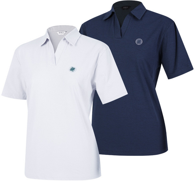 [투엘라] (1+1) 여성 소로나 오픈카라 반팔 티셔츠_프리오