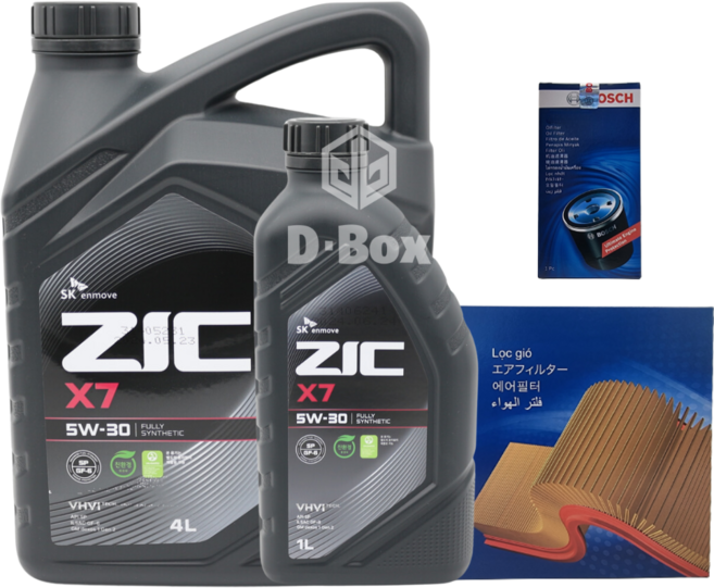 올란도 2.0 LPG 엔진오일세트 지크 X7 5W30 5L 보쉬필터 0110+2450, 1개, 쉐보레