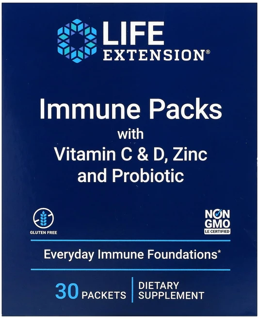 라이프 익스텐션 이뮨 팩 비타민C & D 아연 프로바이오틱 함유 30팩, 2개 - 쿠팡