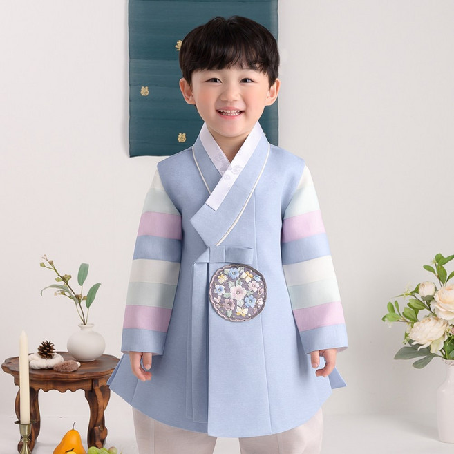 이설한복 50003 하늘이담 한복 저고리 + 쾌자 + 바지 세트