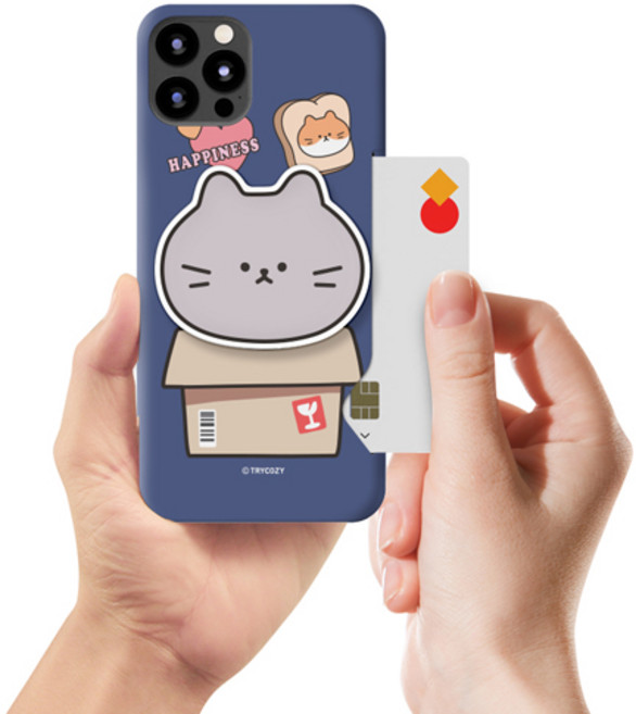 시안샵 TRY 야옹이 박스 에폭시톡 카드 3D하드케이스 / 아이폰13 12 11 MINI PRO MAX XR XSMAX XS 7 8 SE2 + 단선방지