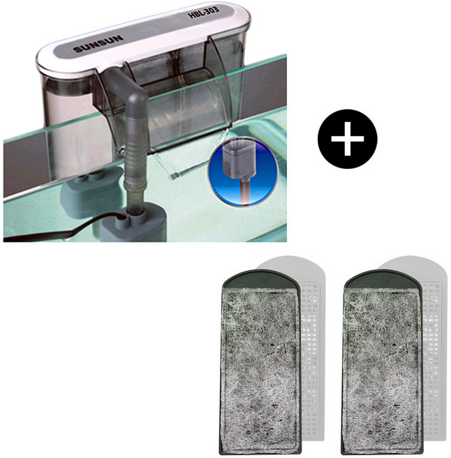 아마존 HBL-303 슬림형 걸이식여과기 행언3W 본품 + 정품리필필터 2PCS 세트 / HBL303, HBL-303전용리필 2개, 1개