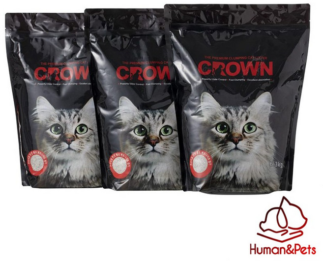 크라운 응고형 고양이 샌드 벤토나이트, 6.3kg, 3개, 무향