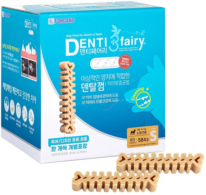 포켄스 덴티페어리 디스펜서 584g 강아지 치석제거 덴탈껌, S(80개입), 1개 - 쿠팡