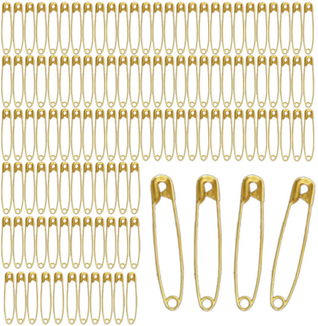 살림모아 두꺼운 시침용 대형 옷핀 5.5cm, 120개, 골드