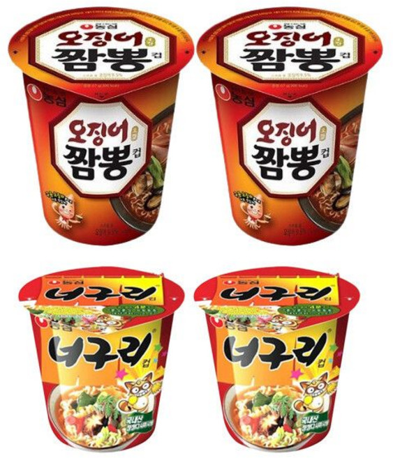 블루존 오징어짬뽕 소컵라면 67g (6입)+너구리 소컵라면 62g (6입)