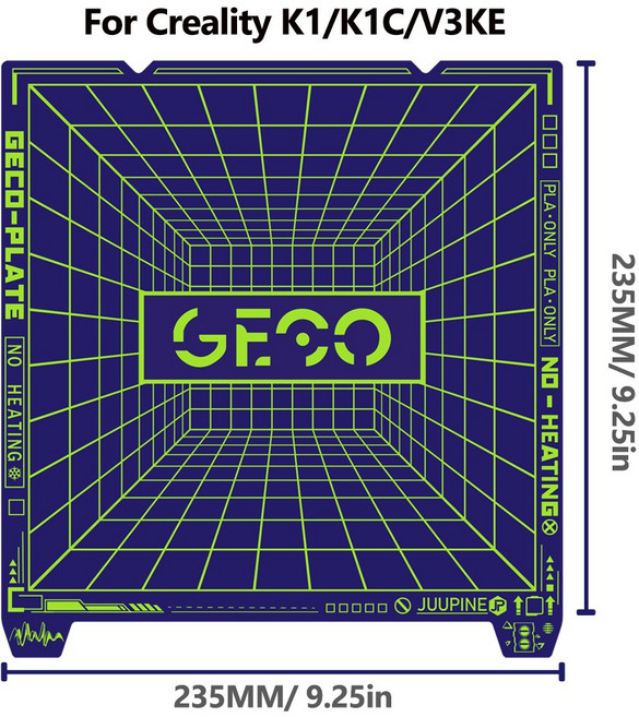 주핀 GECO 플레이트 밤부랩 H2D X2D 콜드 빌드 플레이트 H2S 슈퍼택 베드 P2S PLA 밤부 플레이트용 X1C A1 글레이셔, 1pcs, For Creality K1