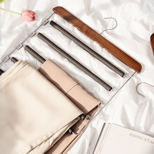 스텔로 원목 5단 바지걸이 논슬립 자국없는, 1개