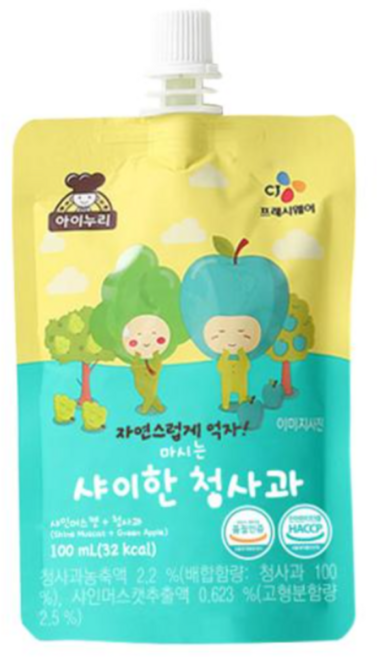 아이누리 마시는 샤이한 청사과 주스, 4개, 100ml