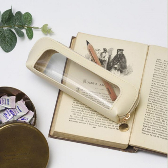 투명 심플 휴대용 화장품 브러쉬 파우치 필통 1+1, 블랙, 1개