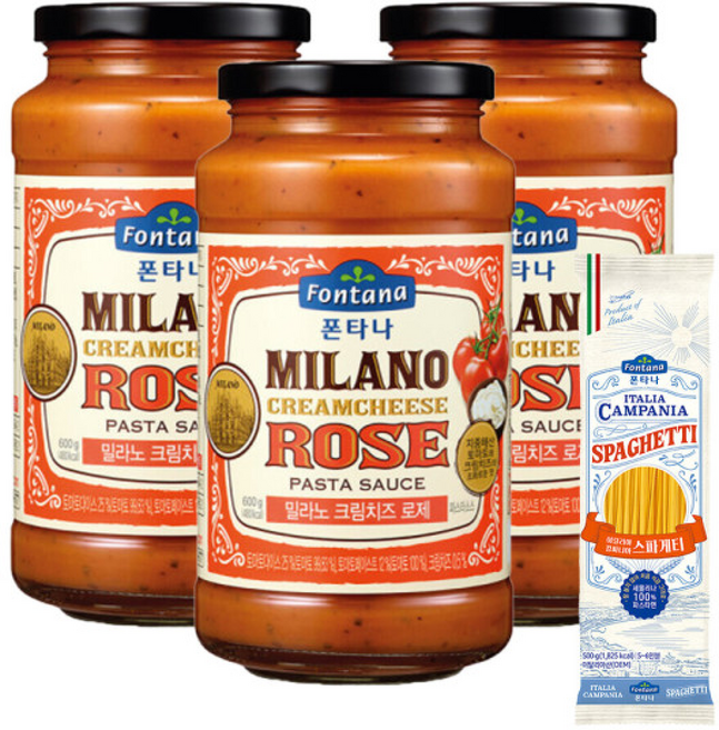 폰타나 밀라노 크림치즈 로제 +스파게티면, 3개, 600g