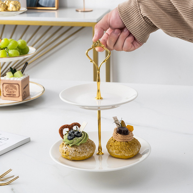 루카시아 케이크 디저트 트레이 애프터눈티세트, 1개, 화이트2단