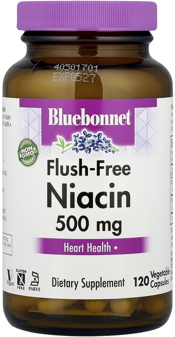 블루본넷뉴트리션 홍조 없는 니아신 500mg 베지캡슐 120정, 6개 - 쿠팡