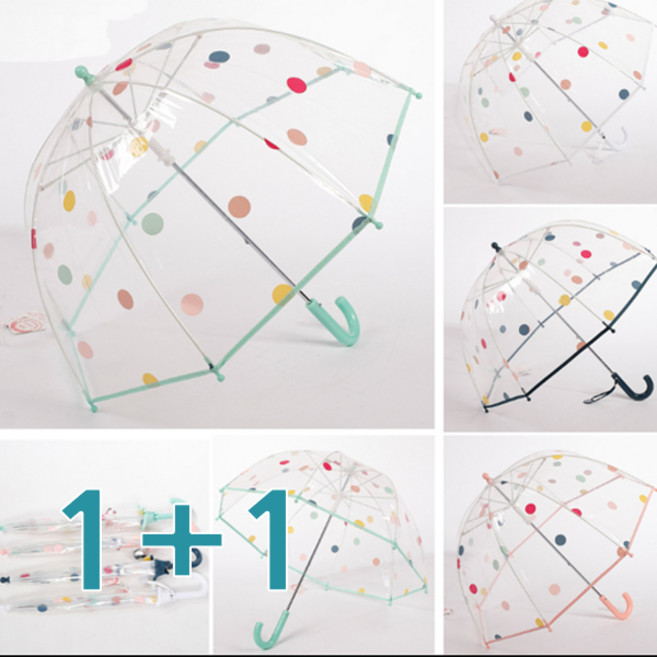 당일배송 1+1 KC인증 튼튼한 돔형 아동 도트 투명 우산 빠른배송
