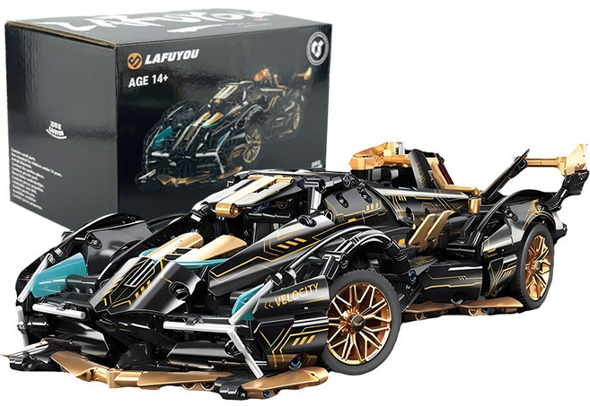 라푸유 람보르기니 v12슈퍼카 호환블록 입문급 스포츠카 컨셉트카 자동차모형 인테리어용 1:14스케일 황금색 주말생활 기계연동 슈퍼카블럭 L8002 [라푸유 서비스], 오리지널1280피스, 1개