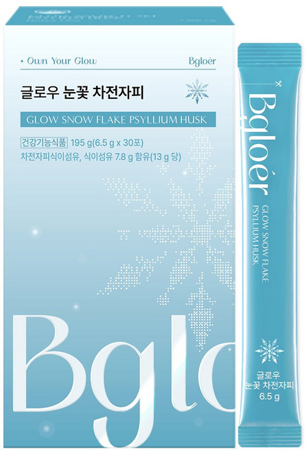 묵직함을 비워주는 글로우 눈꽃 차전자피 고함량 차전자피, 1박스, 195g