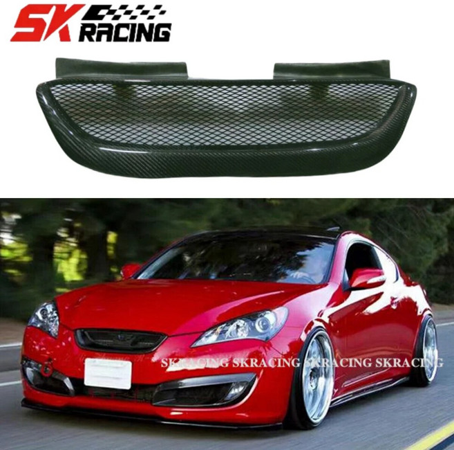 립댐 에어댐 현대 제네시스 쿠페 2008-2012 리얼 탄소 섬유 프론트 어퍼 레이싱 그릴 센터 자동차 장식 트림