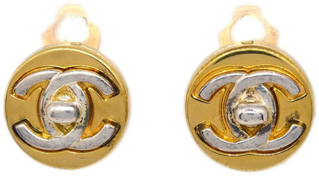 샤넬 중고 1997 CC 턴락 클립온 이어링