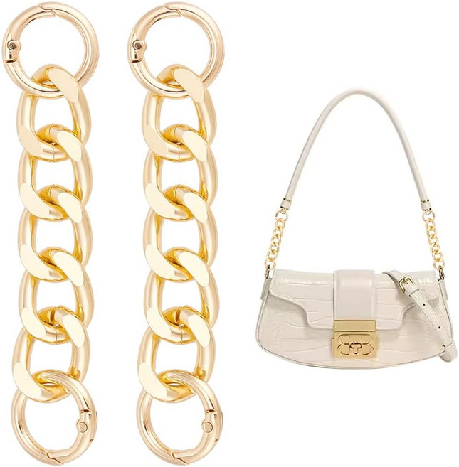 알루미늄 커브 체인 가방 끈 연장기 스프링 링 포함 가방 숄더 스트랩 호환 액세서리 길이 108mm 1박스 2개입