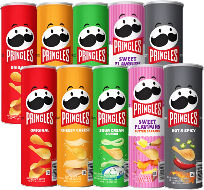 [프링글스 5종 세트]프링글스 오리지날+치즈+사워크림어니언+버터카라멜+핫&스파이시 다양한 맛 프링글스, 2세트, 550g