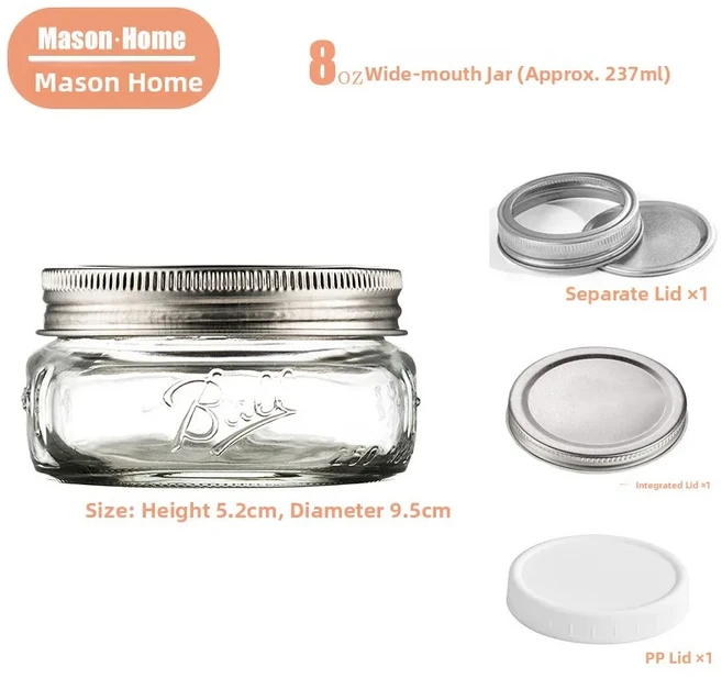 쿠쿠스토어 메이슨 자 유리 밀폐기 오버나이트 아침식사 컵 잼 밀크셰이크 병 음료 투명 아메리칸 스타일