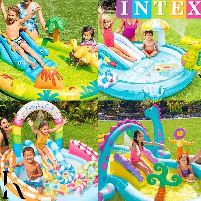 [공식 대리점] 인텍스 공룡랜드 캔디 미끄럼 분수 슬라이드 물놀이 에어 풀장 수영장 유아풀장 미끄럼틀, 1.공룡랜드, 1개