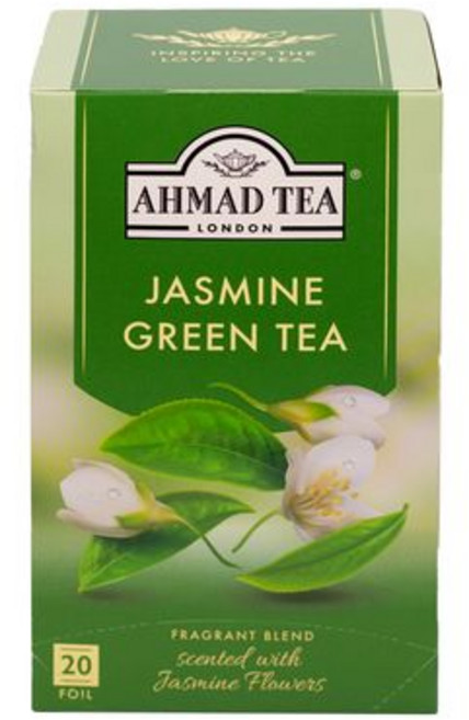 아마드 티 녹차 호일 포장 티백 20개입 (1개 팩) - English Teas "Jasmine Green Tea" - Tagged and Aluminium Foil Envel, 1개