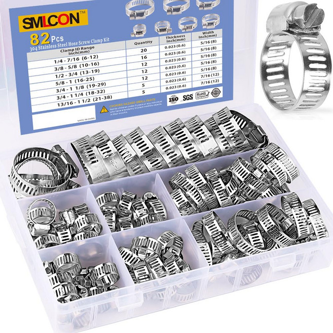 프리라이프 - 304 스텐 호스밴드 호스 클램프 직경 6-38mm 7종 82개, 1개