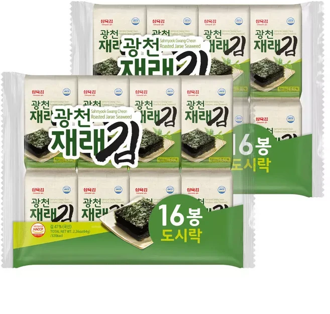 광천 재래김 도시락김 16단 4g x32봉 김반찬 삼육김 맛있는 김선물 추석 설날 명절, 1개