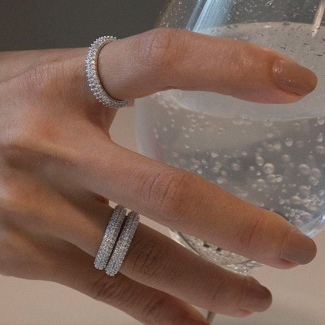 라퐁텐 까르노 큐빅 가드링 테니스 반지 레이어드링