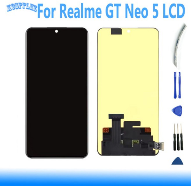 Realme GT3 RMX3709 LCD 디스플레이 터치 스크린 디지타이저 어셈블리 용 A + 품질 TFT 24 시간 QC, 01 검정색
