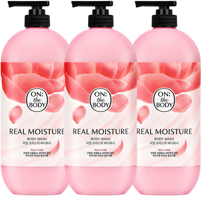 온더바디 리얼 모이스처 바디워시 피오니 부케향, 865ml, 3개