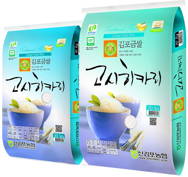 (25년산) 김포금쌀 고시히카리 10kg/20kg 특등급 신김포농협 경기미, 20kg, 1개