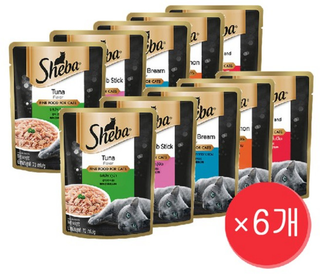 쉬바 고양이 주식 파우치, 닭, 70g, 6개