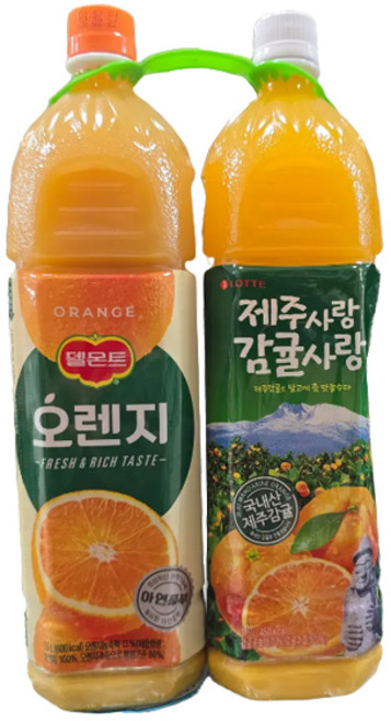 롯데칠성 제주감귤+델몬트오렌지 1.5L X 2개입, 2개