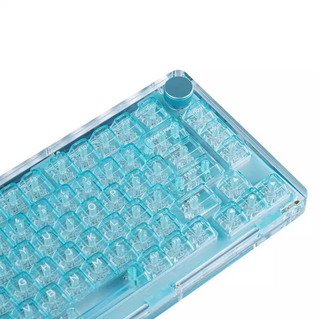 [HL샵]KiiBOOM 키붐 팬텀 81 투명 기계식 키보드 3모드 무선 블루투스 커스텀 사무용 키보드, 핑크장미축, 블루