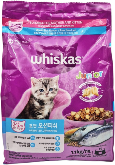 위스카스 주니어 고양이 건식사료, 참치, 1.1kg, 1개