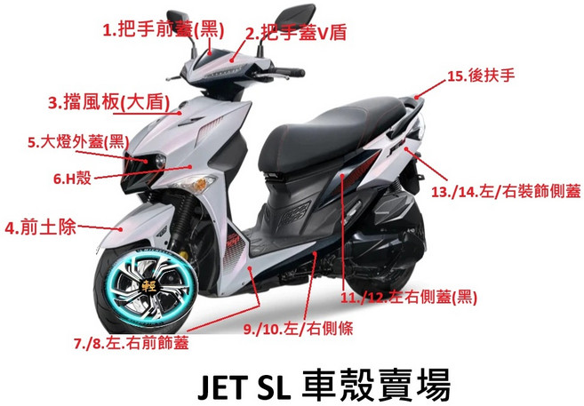 JETSL 158 JET SL 原廠外殼 整流罩 擋風板 側蓋 H殼 前土除 原廠零件 SYM, 1個, 9.左側條(黑)(貨運.郵寄)