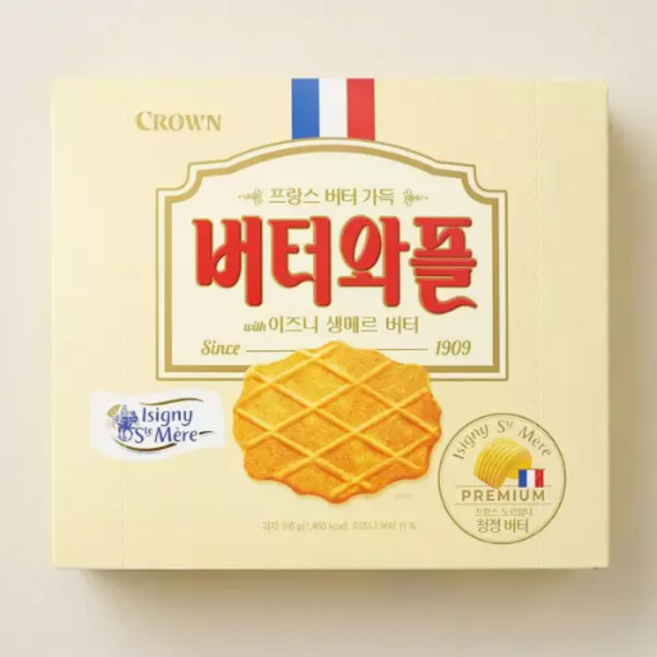 크라운제과 버터와플 이즈니 생메르 버터, 1개, 158g