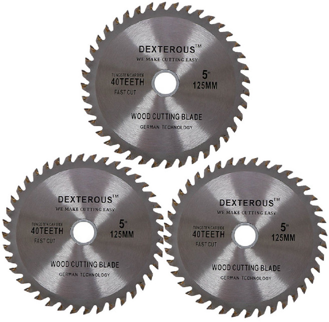 플로메리아 목공용 그라인더날 5인치 외경125mm 내경22.23mm 3개입 목공 톱수40개 초경팁 목재용 절단날 원형 톱날 초경 톱수40개 팁쏘 목공날 목공톱날, 1세트