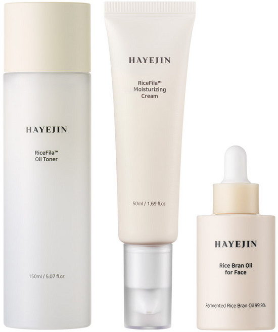 하예진 쌀겨 3종 기프트 세트 (토너150ml+보습50ml크림+페이스오일30ml+케이스+쇼핑백), 1세트