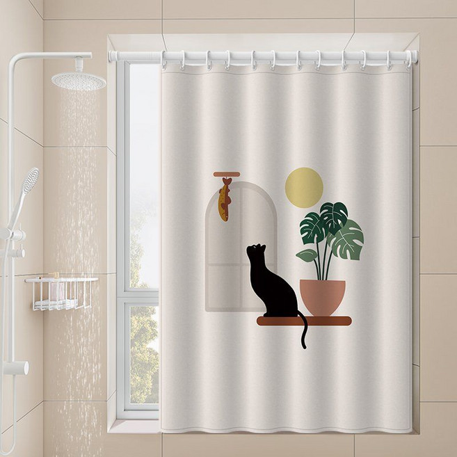 화장실 작은창문 커튼 방수 커텐 욕실커튼 샤워커튼 샤워커텐, J, 1개