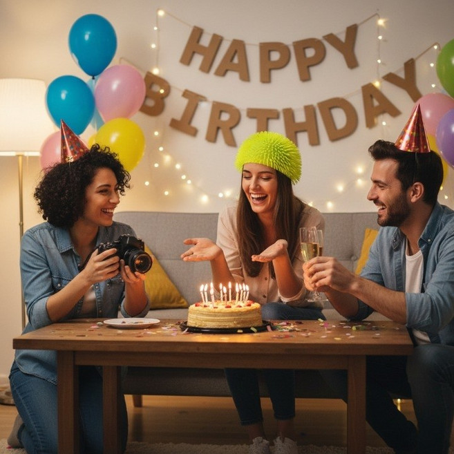 파티 축제 생파 헤어밴드 실리콘 모자, 1개, 형광