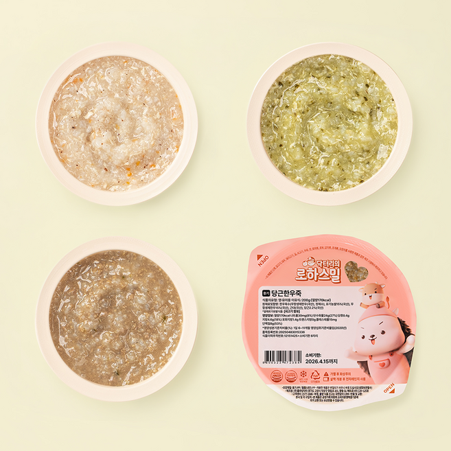 닥터리의 로하스밀 (4팩) 한우 15% 고함량 7-8개월 중기 이유식 대용량 맛보기 세트, 4개, 200g, 중기 맛보기 B세트