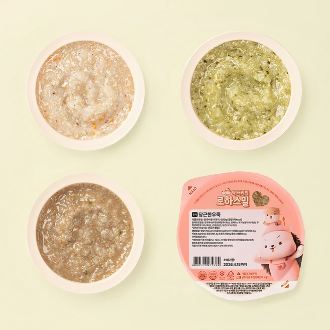 닥터리의 로하스밀 (4팩) 한우 15% 고함량 7-8개월 중기 이유식 대용량 맛보기 세트, 4개, 200g, 중기 맛보기 B세트 - 쿠팡