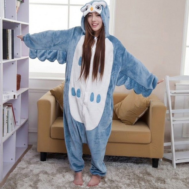 성인 동물잠옷 부엉이 캐릭터 파자마 코스튬 수면 극세사